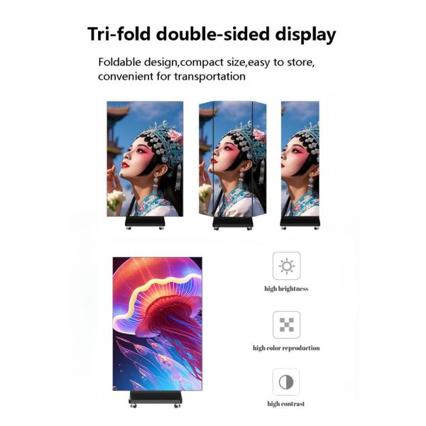 LED vertical advertising screen Mirror LED screen Foldable LED screen