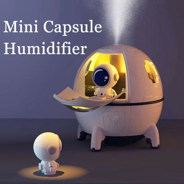 Wholesale Cute Design Space Capsule Humidifier USB Rechargeable Mini Portable Ultrasonic Air Humidifier With Led Light