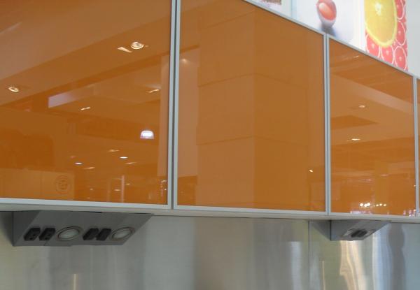 Quality Orange Painted Tempered Glass Panel EN12150 Standards For Kitchen Cabinet for sale
