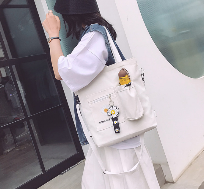 Fold Over Ladies Canvas Handbags Eco Canvas Bags