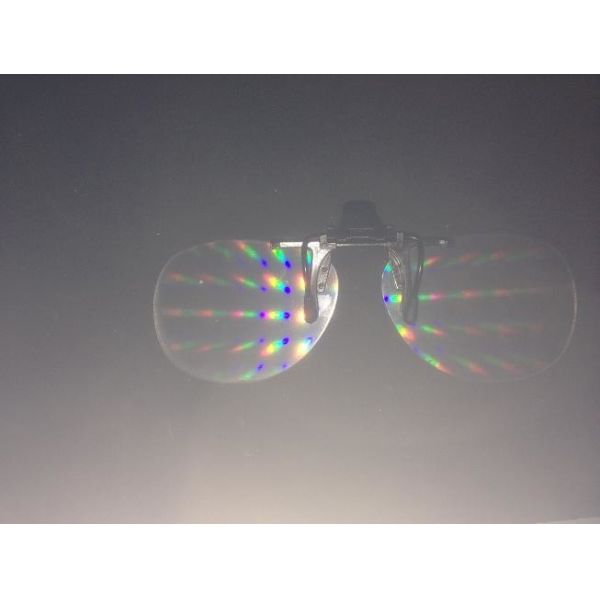 2016 TOP New clip on plastic fireworks glasses, rainbow glasses, diffraction glasses for near-sighted person