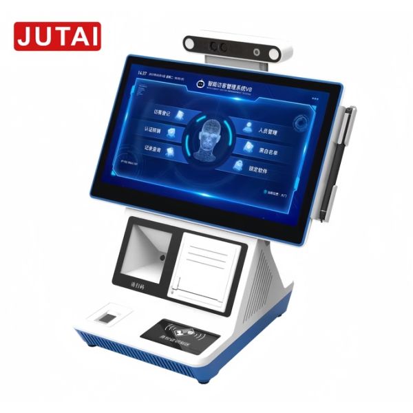 JUTAI Clouds Visitor Management System , Tempered Glass Panel Visitor Management Kiosk