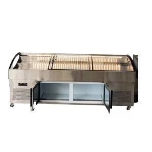 Stainless Steel Sliding Door Deli Display Freezer Air Cooling