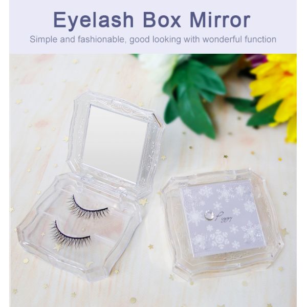 ODM Transparent Square Shaped False Eyelash Storage Case With Mirror
