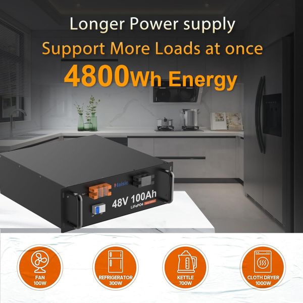High Capacity 100Ah Lithium Lifepo4 Battery Pack for Server Rack Mounting 48V 4.8kWh