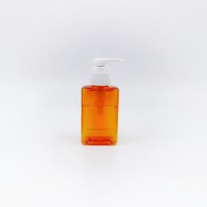China 100ml 3.38oz Orange Plastic Square Bottle for Toner Shampoo on sale