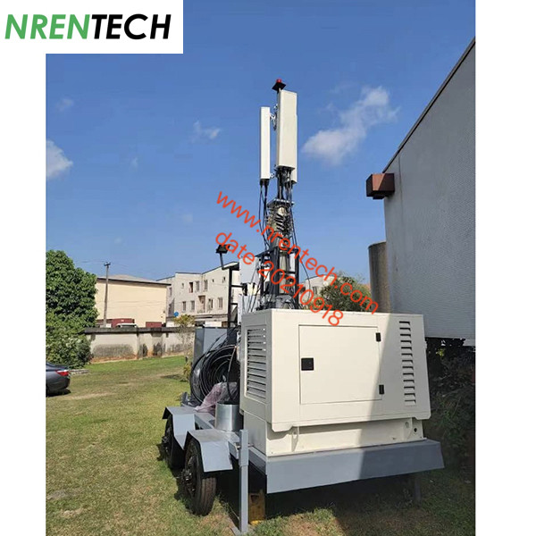 15m mobile telescoping mast 350kg payloads for COW (Cell On Wheels) Telecom tower