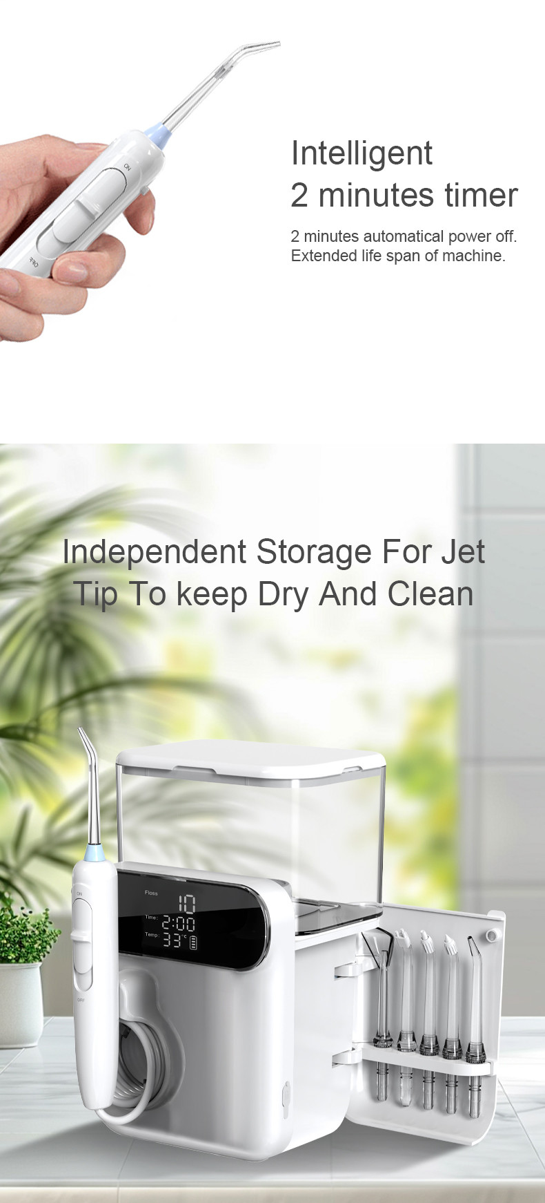 Oral Irrigator 1000ml UV Disinfection Dental Washing Machine Display Screen Cordless Water Flosser with Toothbrush