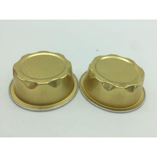 Round Gold Foil Cupcake Holders , Foil Baking Cups Paper Liner HighTemp Resistant