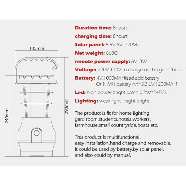 solar portable light with USB output and crank/multifunctional solar camping lantern