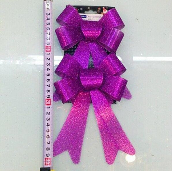 Metallic PVC Holiday Decoration Ribbon Bow Tie , wrapping glitter ribbon bow