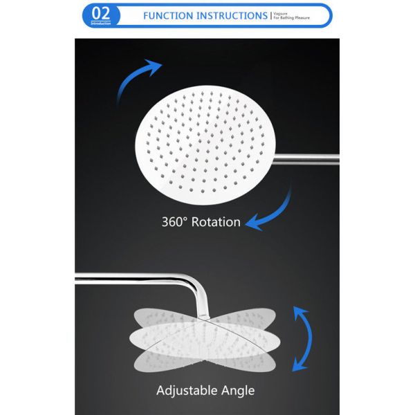 Sliver Rotatable Overhead Rainfall Shower Head Rotatable High Temperature Resistance 5mm Thin