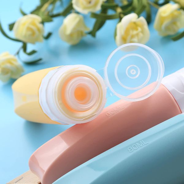 Food Grade Silicone Refillable Bottle Travel Set 80ml With Leak Proof Lid