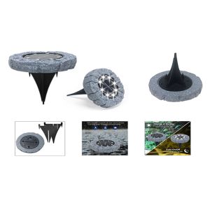 Waterproof LED Solar Powered Garden Ground Lights Simulated Marble Stone