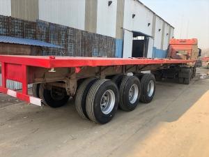 China 60 Ton Used Flatbed Semi Trailer , 40ft 3 Axle Flatbed Semi Trailer wholesale