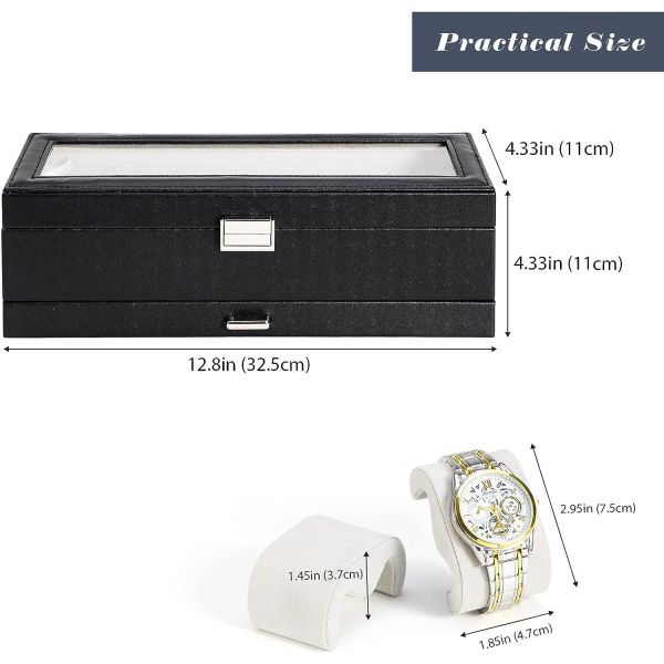 ProCase Watch Box Organizer for Men, 6 Slot Watch Display Case with Drawer, Father's Day Gift Mens Watch Holder Watch