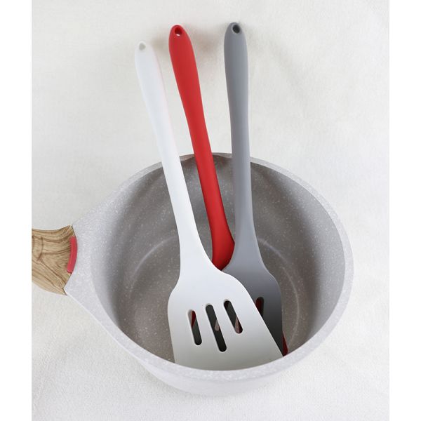 Red Gray White Colors Silicone Kitchenware Set Spatula Hot Proof With Panton Color