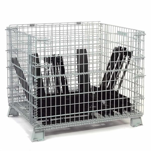 Collapsible Wire Mesh Containers Pallets Metal Foldable Cage With 500KG Capacity