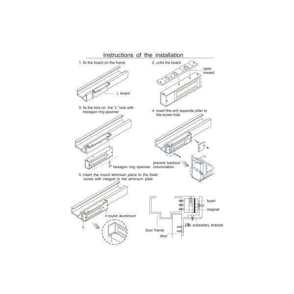 Alluminum Security Door Lock Bracket / Z Bracket For Magnetic Lock