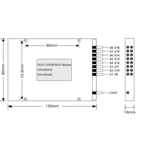 1470nm - 1610nm WDM Wavelength Division Multiplexing , 8CH Cwdm Mux Demux