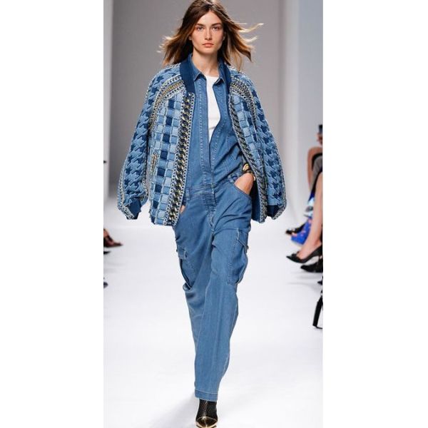 ISO9001 Indigo Polyester Cotton Jacquard Jean Denim Fabric Thick Breathable