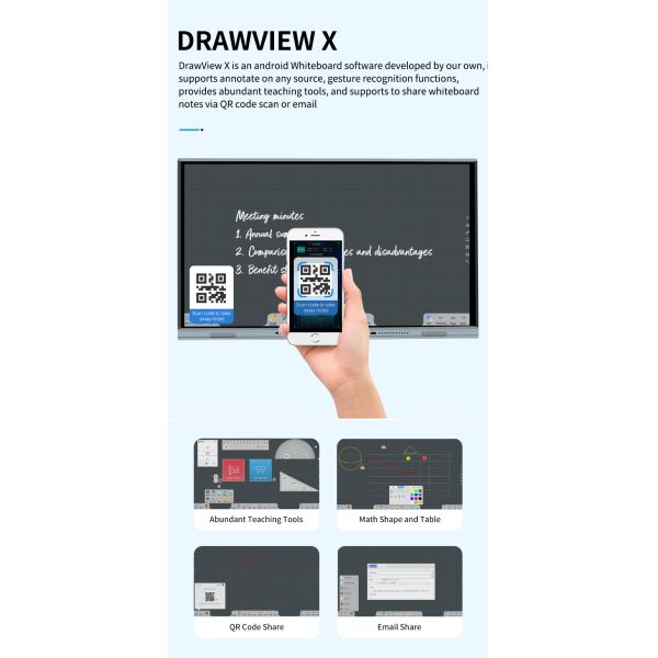 Android 9.0 Smart LED Board Infrared Touch Screen Monitor With Built In Camera And MIC