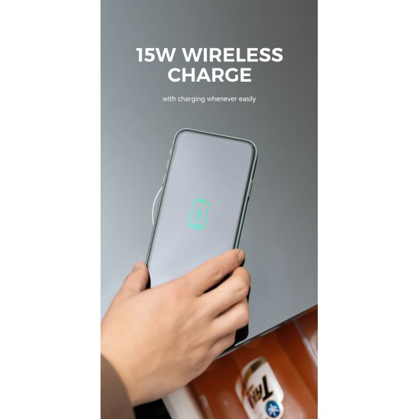 Music Table Wireless Charging Mini Fridge with Cooling Drawer and 60L Capacity