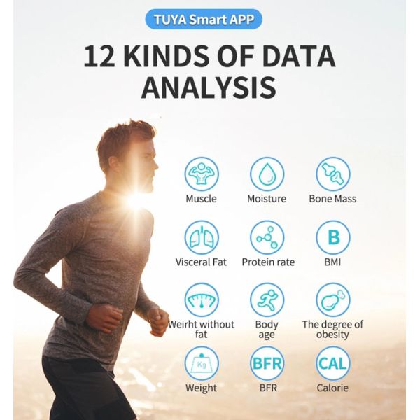 Automatic On / Off Tempered Glass Platform WiFi Smart Scale