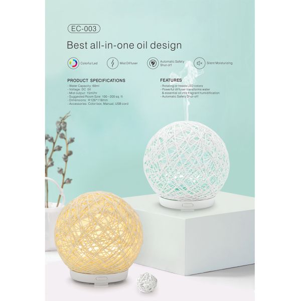 Ball Net Design Rattan Essential Oil Diffuser Ultrasonic Air Humidifier