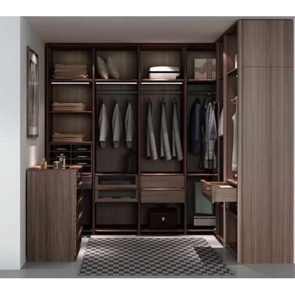 Custom Public aera Furniture Walnut wood Built in Wall Wine Display Cooler and Hall Concierge cabinet