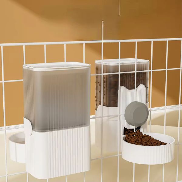Cage Hanging Pet Feeder Plastic Hanging Water Dispenser Double Bowl For Cat And Dog