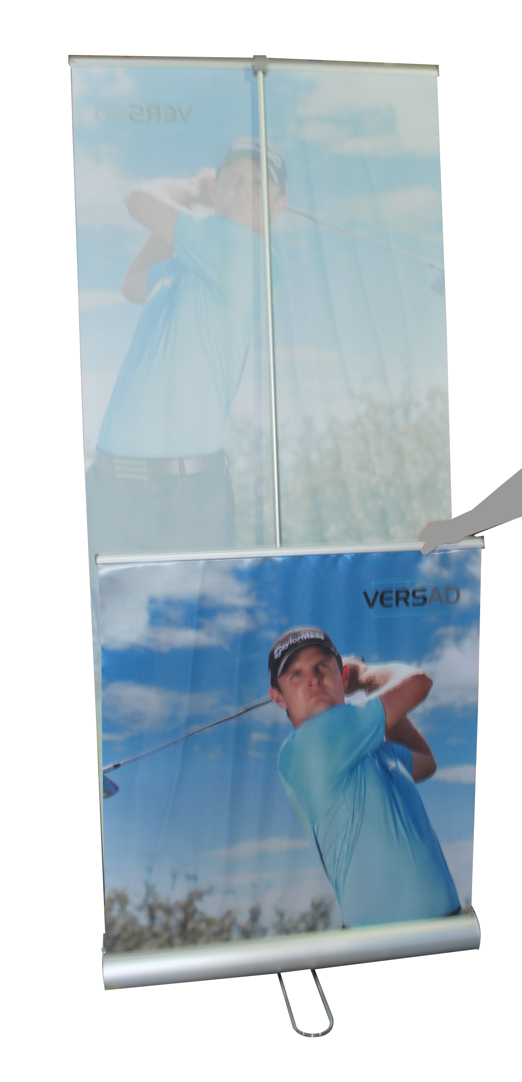 Pull Up Vertical Retractable Banner , Double Sided Foldable Banner Stand