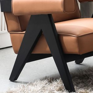 Living Room Designer Single Leather Armchair Brown With Sponge Filling