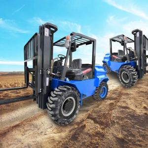 China 12-28km/h Four Wheel Off-Road Fork Lift All Terrian Forklift 4.5 Ton 4x4 Forklift Truck wholesale