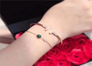 China Sophisticated 18K Gold Bangle Bracelet With Carnelian / Gemstone / Diamond wholesale