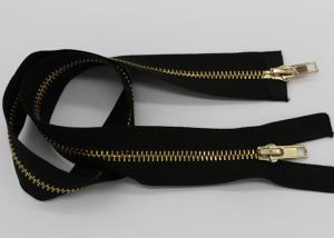 China Metal Golden Teeth Double Slider Zipper , 26 Inch Ykk Type Teeth  Long Open Ended Zips on sale