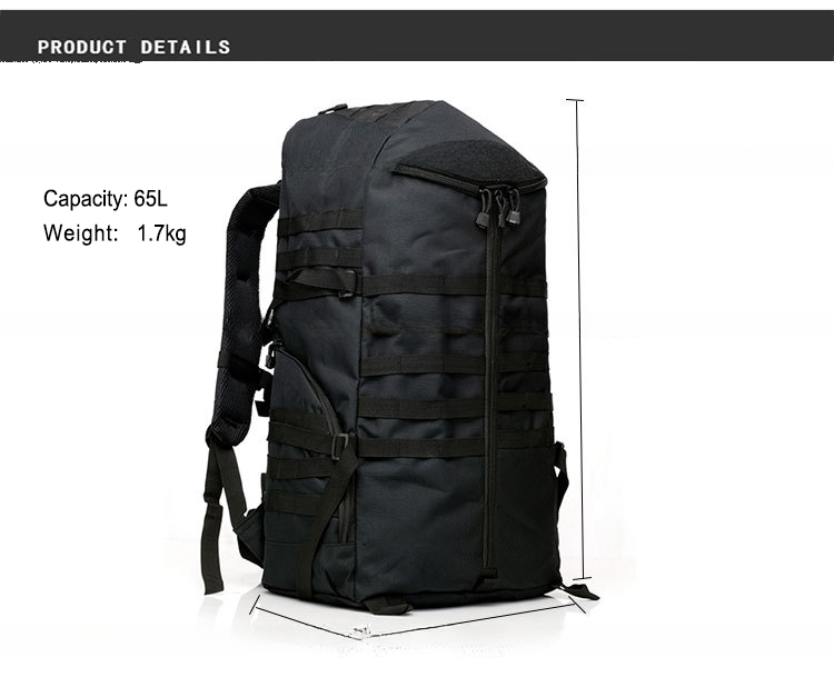 65L 900D Oxford Fabric Travelling Bag in Polyester Lining for PP Webbing and POM Buckle