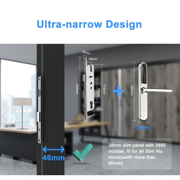 Super Slim Apartment Door Locks Fingerprint Electronic Door Locks Stainless Steel RFID Card Type