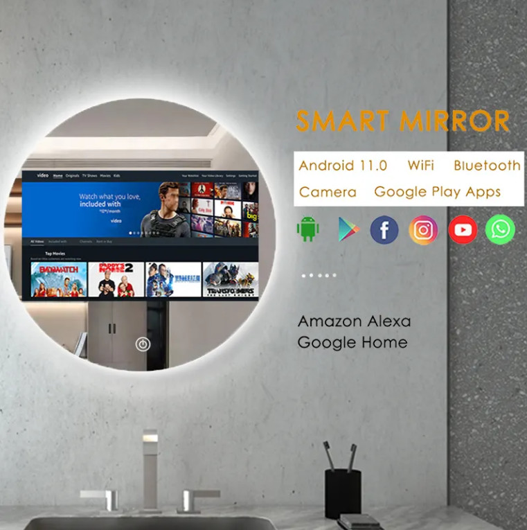 Modern Round Diameter 800MM Smart Mirror 21.5 inch TV Illuminated Touch Screen LED Smart Mirror Skin Analyzer Magic Mirror Design