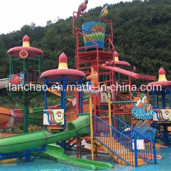 Amazon Style Splash Water Playground House Equipment With Spiral Slide