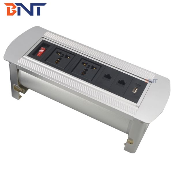 flip up desktop sliding electric socket with network ,usb