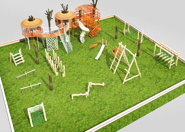 Quality Log Playsets Wooden Playground Set Climbing Net Sets for sale