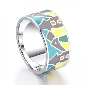 China Custom Enamel Jewelry Colorful Ring Russia Fashion Jewelry 92 Sterling Silver Ring on sale