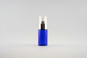 China Beautiful Blue Custom Cosmetic Bottles With Pump Sprayer Round Shape wholesale