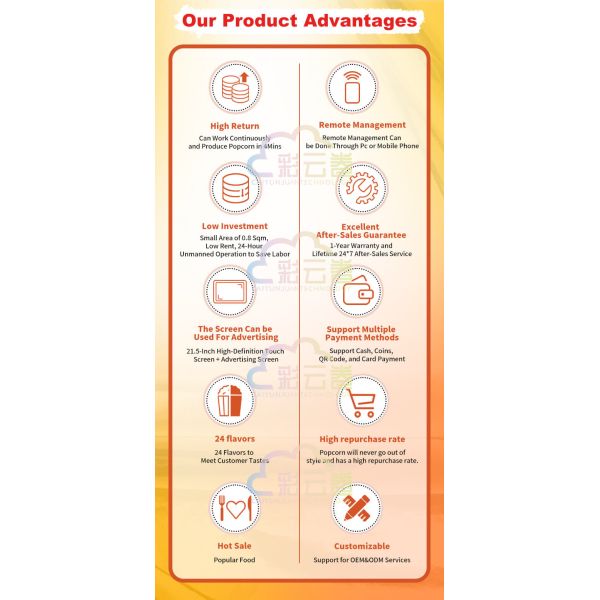 Automated Popcorn Vending Machine Manufacturers 24 Flavors Customized Color