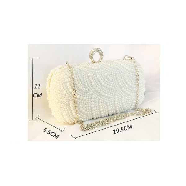 Bride's rhinestone pearl handbag new dinner evening bag socialite's hand sewed beaded gown small wedding bags