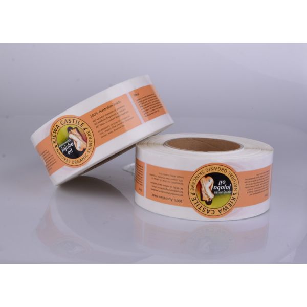 Custom waterproof glossy adheisve artpaper vinyl pp packaging label sticker in roll