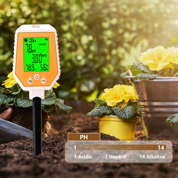 PH/EC/Moisture/Sunlight/Air Humidity Soil PH Meter Digital Soil Tester