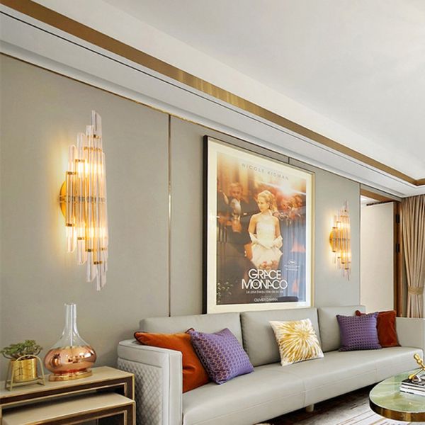Postmodern Crystal Wall Lamp Creative Home Living Room Golden Luxury Light project wall lamp (WH-OR-157)