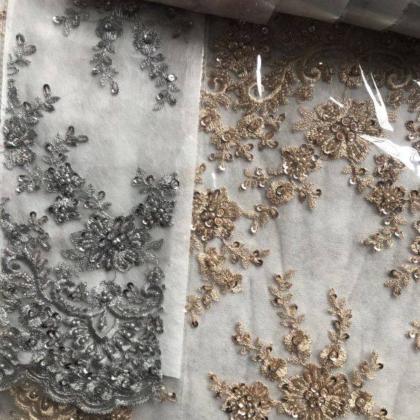 High Quality Easily Customizable Luxury 3D Sequin Beaded African Embroidery Lace Fabric for Girls Women's Dress Party Dress